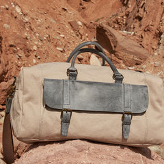 Mens Leather Canvas Large Weekender Bag Canvas Travel Bag for Men - iwalletsmen