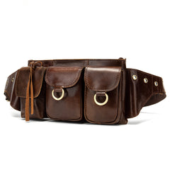Vintage Brown Leather Men's Fanny Pack Waist Bag Brown Hip Pack Belt Bag For Men - iwalletsmen