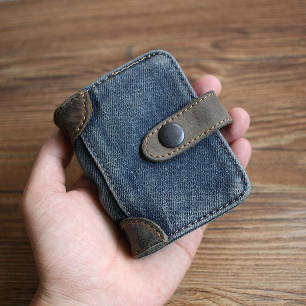 Blue Denim Mens Bifold billfold Card Wallet Jean Card Holders Card Wallet For Men - iwalletsmen
