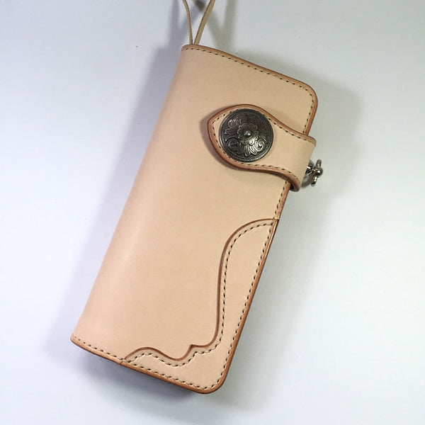 Handmade Leather Biker Wallet Mens Cool Chain Wallet Trucker Wallet with Chain