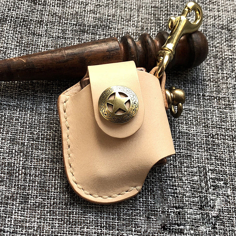 Handmade Mens Beige Leather Classic Zippo Lighter Case  Zippo Lighter Holder with Belt Clip - iwalletsmen