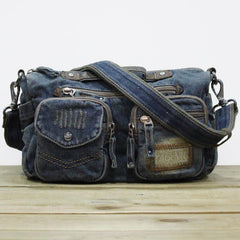 Blue Denim Mens Womens Side Bags Handbag Blue Jean Messenger Bag Courier Bags For Women - iwalletsmen