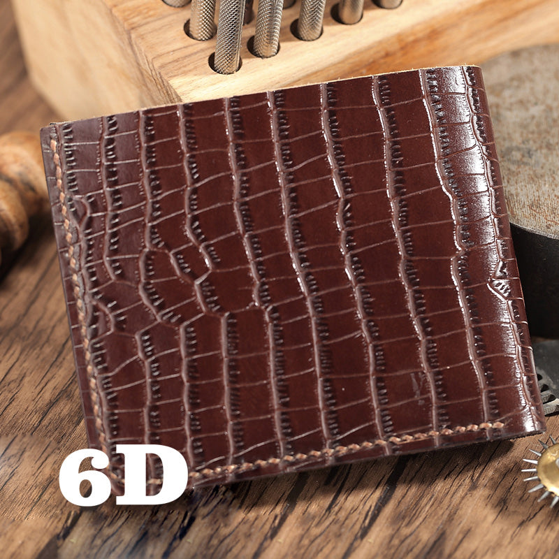 Brown Crocodile Pattern Leather Mens  billfold Wallet Bifold Small Wallet For Men - iwalletsmen
