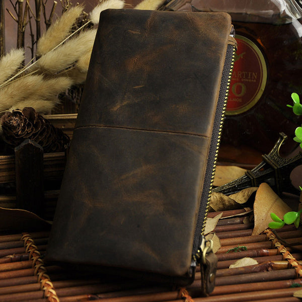 Cool Leather Mens Long Wallet Vintage Leather Long Wallet for Men - iwalletsmen