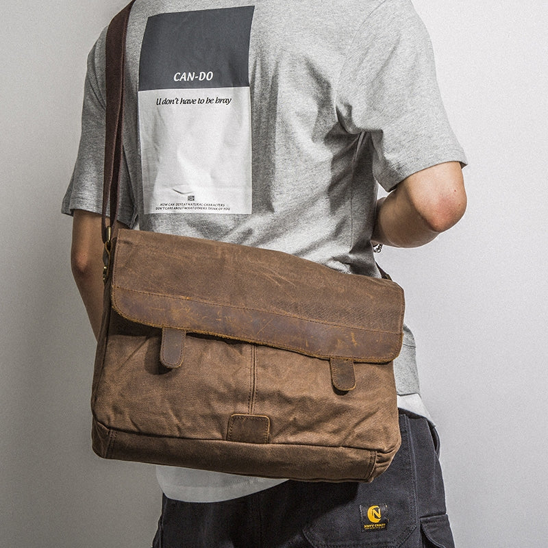 Men's Waxed Canvas Messenger Bag