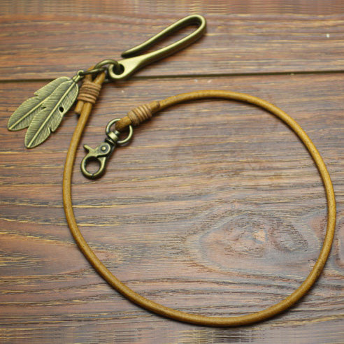 Cool Men's Feather Leather Key Chain Pants Chain Biker Wallet Chain For Men - iwalletsmen