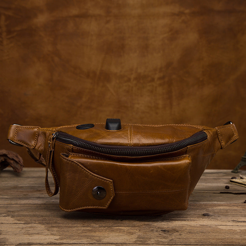 Vintage Brown Leather Men's Fanny Packs Hip Pack Waist Bag For Men - iwalletsmen