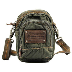 Canvas Black Mens Small Vertical Postman Bag Belt Pouch Messenger Bags Belt Bag For Men - iwalletsmen