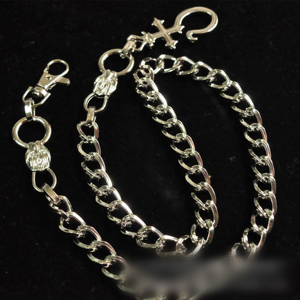 Badass Mens Silver Long Stainless steel Cross Key Chain Pants Chain Wallet Chain For Men - iwalletsmen