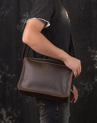 Vintage Leather Mens Messenger Bag Shoulder Bag For Men - iwalletsmen