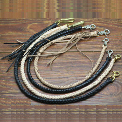 Cool Men's Leather Braided Biker Wallet Chain Pants Chain Wallet Chain For Men - iwalletsmen