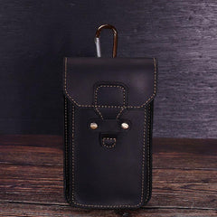 Black Leather Cell Phone Holster Mens Belt Pouches Waist Bags BELT BAGs Belt Holster  For Men - iwalletsmen