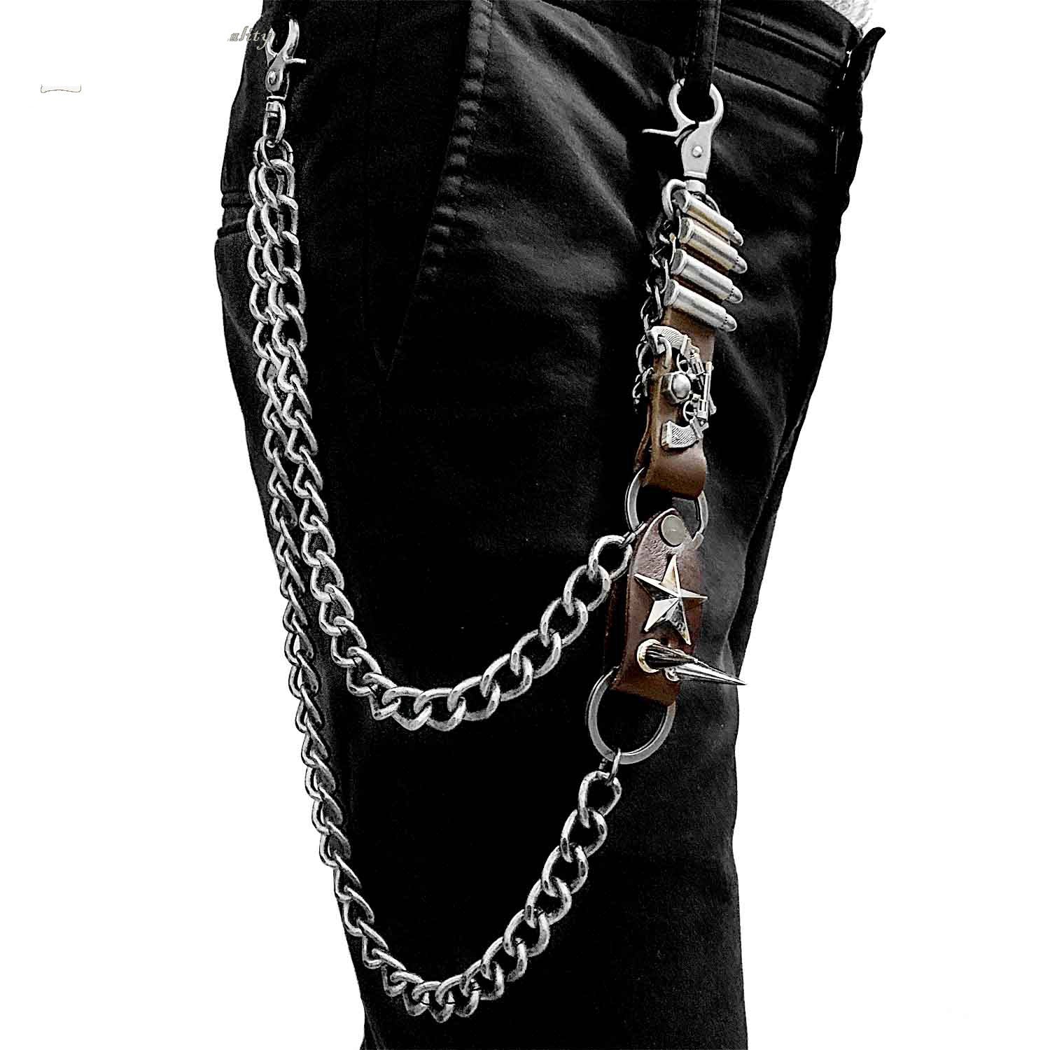 Badass Biker Heavy Metal Double Pants Chain Wallet Chain Motorcycle Punk Chain For Men - iwalletsmen