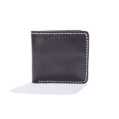 Black Handmade Leather Mens billfold Wallet Bifold Black Front Pocket Wallet Small Wallet For Men - iwalletsmen