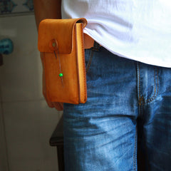 Handmade Cool Mens Leather Cell Phone Holsters Belt Pouch Waist Bag for Men - iwalletsmen