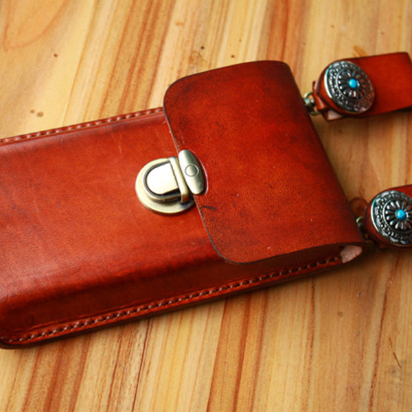 Handmade Cool Leather Belt Pouch Mens Waist Bag Cell Phone Holsters for Men - iwalletsmen