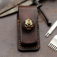 Skull Handmade Leather Mens Dunhill Lighter Case With Belt Loop Cool Dunhill Lighter Holders For Men - iwalletsmen