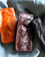 Cool Mens Leather Zipper Long Clutch Wallet Zipper Vintage Long Wallet For Men - iwalletsmen