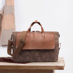Mens Canvas Leather Briefcase Handbag Laptop Bag Business Bag for Men - iwalletsmen