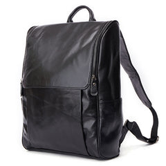 Cool Leather Black Mens Large Brown Backpacks Travel Backpack 14inch Laptop Backpack for Men - iwalletsmen