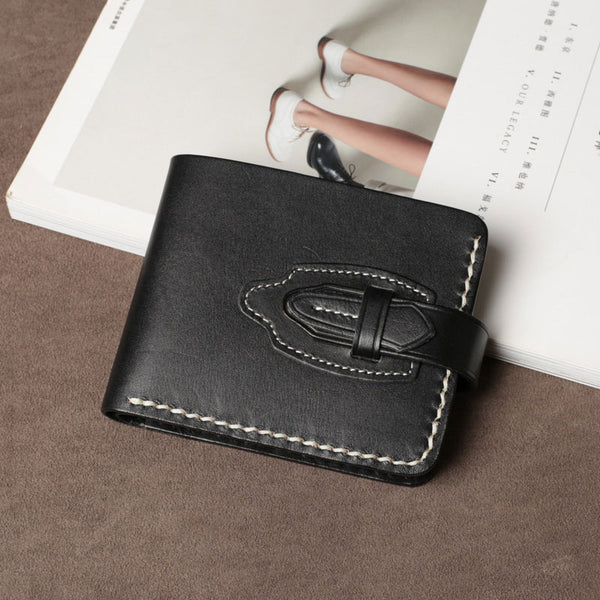 Handmade Leather Mens Cool Slim Leather Wallet Card Wallet Holders Men Small Wallets Bifold for Men