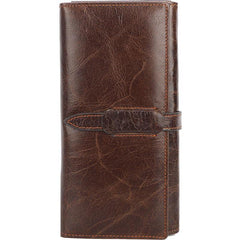 Dark Coffee Leather Mens Bifold Long Wallet Multi-cards Bifold Long Wallet For Men - iwalletsmen