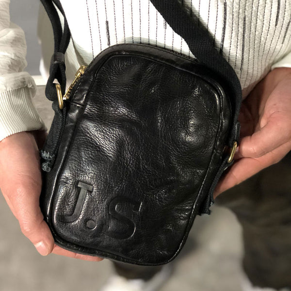 Handmade Genuine Leather Mens Cool Messenger Bag Sling Bag Chest Bag Bike Bag Cycling Bag for men