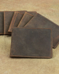 Cool Dark Brown Leather Mens Small Bifold Wallet billfold Wallet License Wallet for Men - iwalletsmen