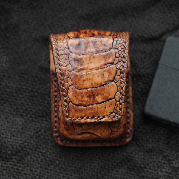 Badass Brown Leather Mens Zippo Lighter Cases With Belt Loop Lighter Holders For Men - iwalletsmen