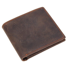 Cool Dark Brown Vintage Bifold Small Wallet Leather Mens Black billfold Small Wallet Card Wallet Coin Purse For Men - iwalletsmen