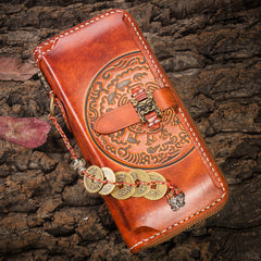 Handmade Leather Mens Chain Biker Wallet Cool Leather Wallet Long Phone Wallets for Men - iwalletsmen