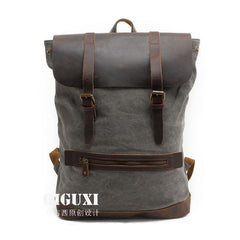 Cool Canvas Leather Mens School Backpack Laptop Backpack Canvas Travel Backpack Canvas for Men - iwalletsmen