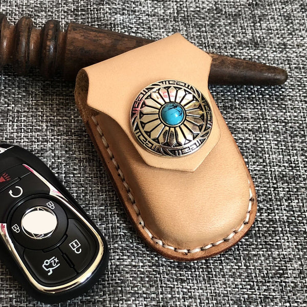 Handmade Leather BUICK Lacrosse Car Fob Case Black BUICK Regal Fob Holder with Belt Loop/Belt Clip