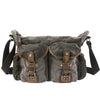 Gray Canvas Leather Mens Cool Side Bag Gray Messenger Bags Casual Courier Bags for Men - iwalletsmen