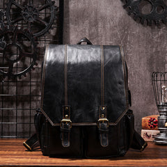 Cool Mens Leather 14inch Laptop Backpack Travel Backpacks Leather School Backpack for Men - iwalletsmen