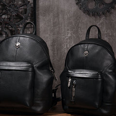 Cool Mens Black Leather School Backpack Travel Backpack Leather Hiking Backpack for Men - iwalletsmen