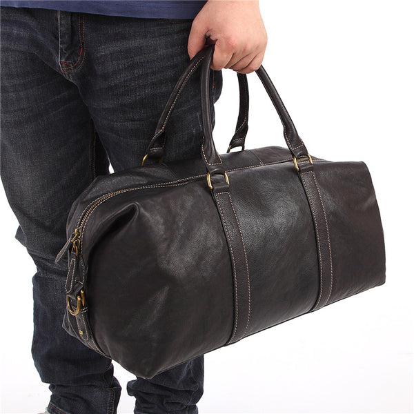 Fashion Black Leather Men's Weekender Bag Travel Bag Black Overnight Bag For Men - iwalletsmen