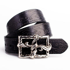 Handmade Genuine Leather Punk Rock Floral Cross Mens Cool Men Biker Trucker Leather Belt