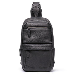 Cool Black Leather Men's Sling Bag Chest Bag Sling Crossbody Bag Brown One Shoulder Backpack For Men - iwalletsmen