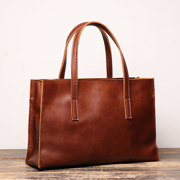 Vintage Mens Womens Leather Large Brown Tote Handbag Shoulder Tote Purse Tote Bag For Men - iwalletsmen