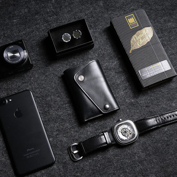 Cool Black Gray Leather Men's Key Holders Key Wallet For Men - iwalletsmen