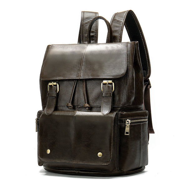 Fashion Leather Men's School Backpack 14inch Computer Backpack Satchel Backpack For Men - iwalletsmen