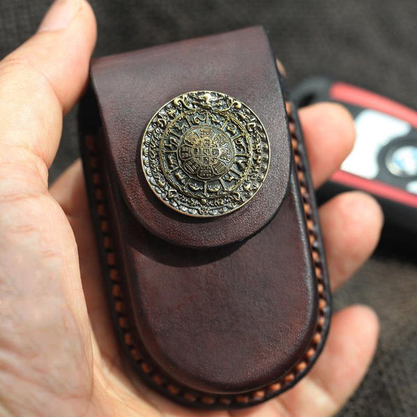 Cool Handmade Brown Leather Mens Car Key Case Car Key Holder with Belt Loop For Men - iwalletsmen
