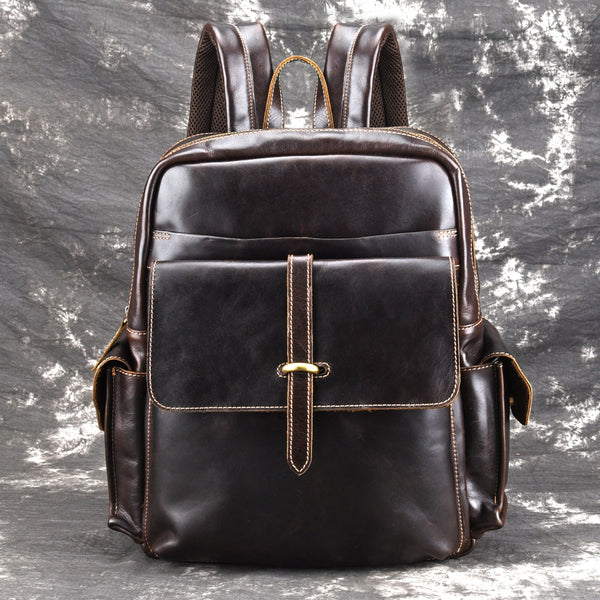 Oil Waxed Leather Mens 13inch Laptop Backpack School Backpack Travel Backpack for Men - iwalletsmen