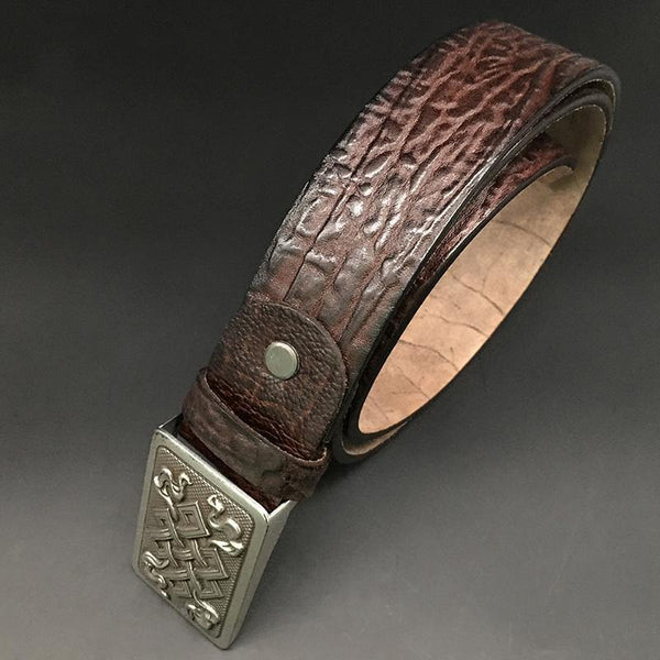 Handmade Cool Dark Brown Leather Mens Belt Coffee Leather Belt for Men - iwalletsmen