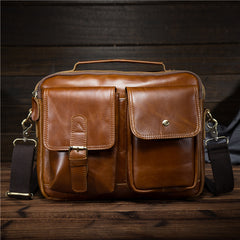 Cool Leather Small Side Bag Handbag Work Bag Business Bag Shoulder Bags For Men - iwalletsmen