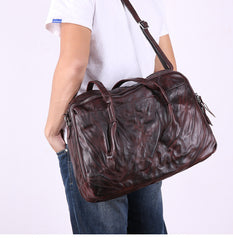Coffee Leather Men's 14 inches inches Large Courier Bag Travel Bag Weekend Bag Messenger Bag Postman Bag For Men - iwalletsmen