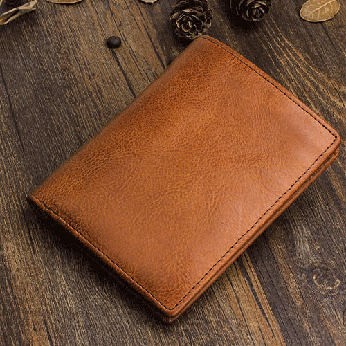 Handmade Leather Mens Cool Slim Leather Wallet Men Small Wallets Bifold for Men - iwalletsmen