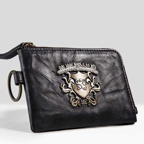 Handmade Leather Mens Chain Biker Wallet Cool Leather Wallet Zipper billfold Wallets - iwalletsmen