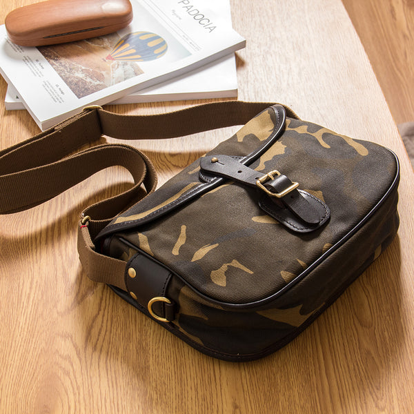 Canvas Mens Saddle Casual Camouflage Shoulder Bag Courier Bag Side Bag Messenger Bag for Men - iwalletsmen